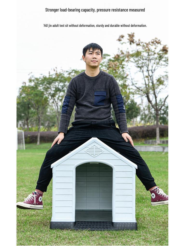 Windproof Rainproof Plastic Dog House for Medium/Large Dogs - Outdoor Pet Cage