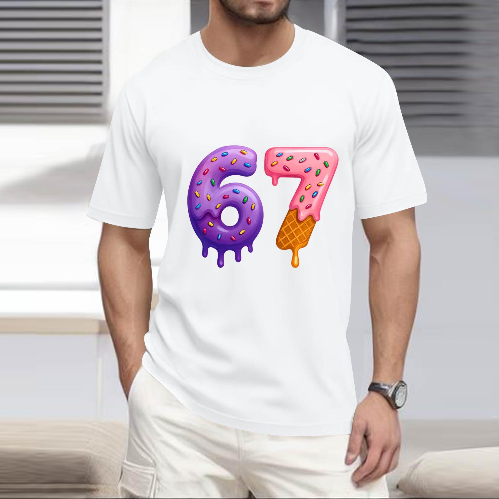 

Men s Popular T-shirt Printed Round Neck Short Sleeve T-shirt XL белый