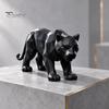 Декор для роскошной гостиной 3D-печатная низкополигональная статуэтка пантеры, геометрическая черная фигурка, современный уникальный подарок на новоселье, настольная арт-скульптура для