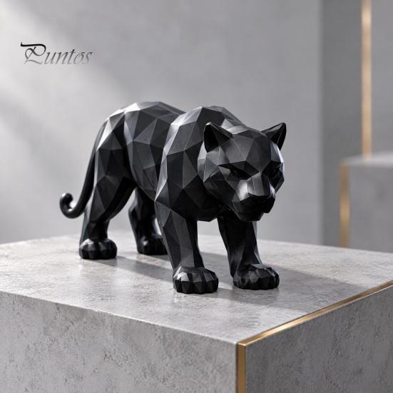 Декор для роскошной гостиной 3D-печатная низкополигональная статуэтка пантеры, геометрическая черная фигурка, современный уникальный подарок на новоселье, настольная арт-скульптура для