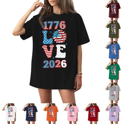 Women's Round Neck Printed Short-sleeved T-shirt Top