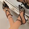 Fashion Sexy Lace Pointed Toe Stiletto Shoes for Women 2025 Summer New Fashion Back Empty Toe Sandals for Women  Sandals