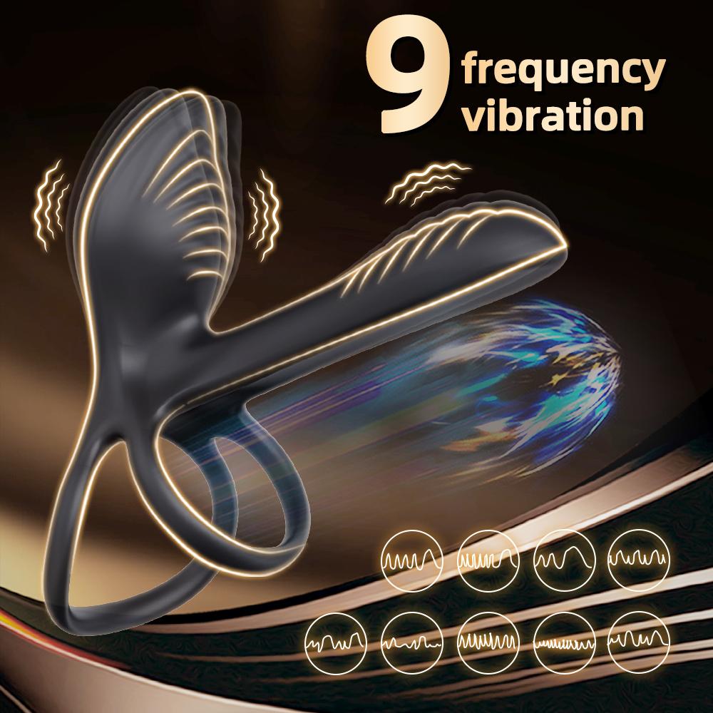 Vibrating Cock Double Ring for Men Penis Trainer Climax Clitoris G-spot Stimulator Vibrator Sex Toys for Couples Ejaculation Delay Ring Adult Supplies