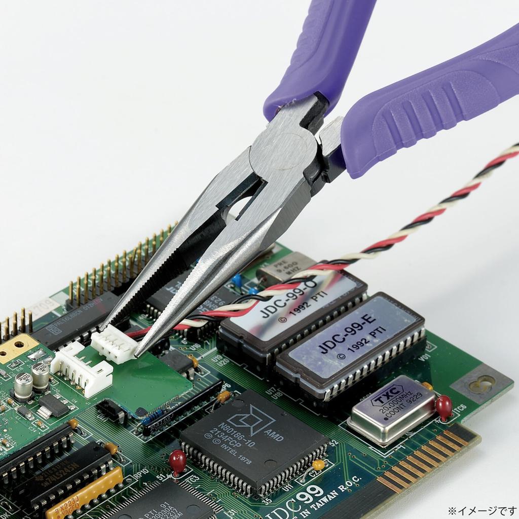 Takagi Lightweight Long Nose Made in with Drop Prevention Cord Attachment Precision Metal Cutting Tools Pliers, 150mm, GLR-150, Japan, Hole,