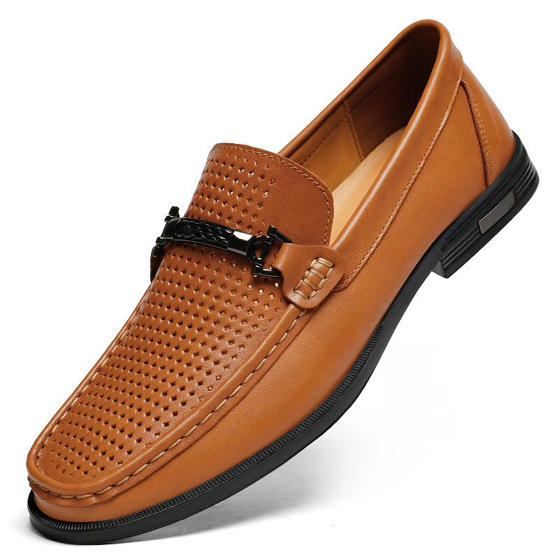 Fashion Luxury Trendy Men Casual Shoes Genuine Leather Loafers Summer Driving Shoes Breathable Man Soft Slip on Footwear Business Shoes