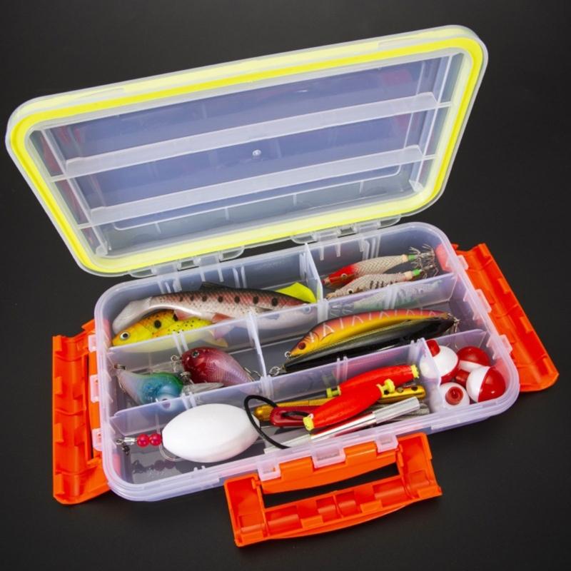 Waterproof Fishing Tackle Hooks Organizers Box Divide Box with Adjustable Dividers Transparent Fishing Lure Storage Box