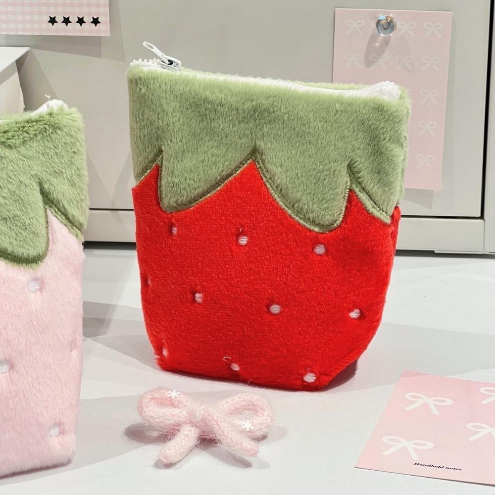 

INS Pencil Case Strawberry Shape Large Capacity Pen Bag Standing Stationery Organizer Gift красный