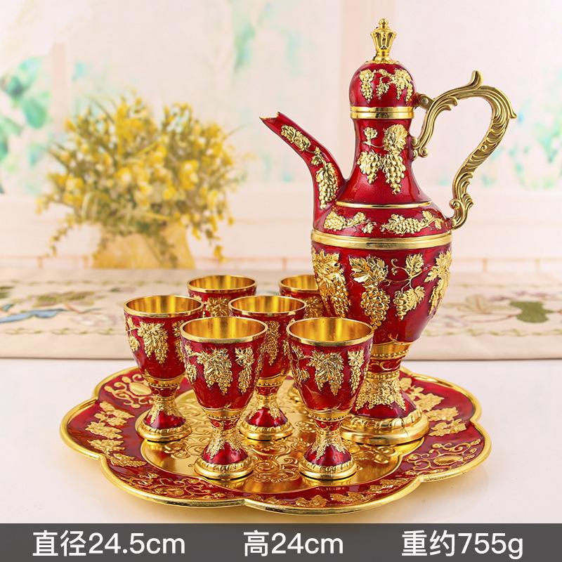 1 Sada Evropský Retro Palácový Vinný Set Domácí Svatba Sváteční Potřeby Kovový Dárek Kapesní Ploskačka Set Ozdoby Vánoční Dárek