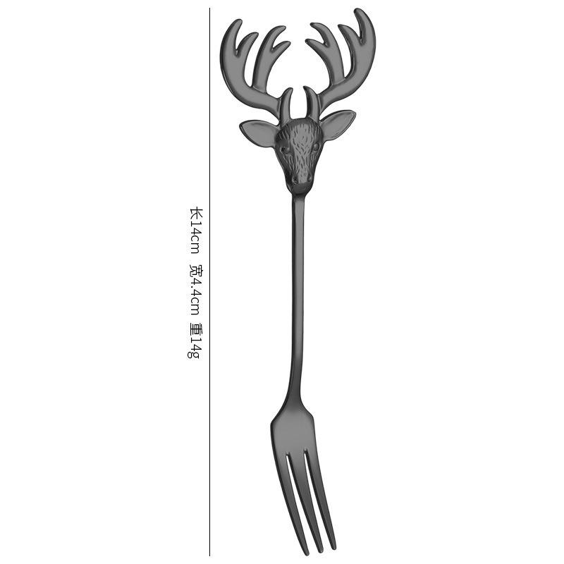 Europeisk 304 rostfritt stål hjorthuvud sked gaffel dessertsked internetkändis sked kreativ sked kaffesked