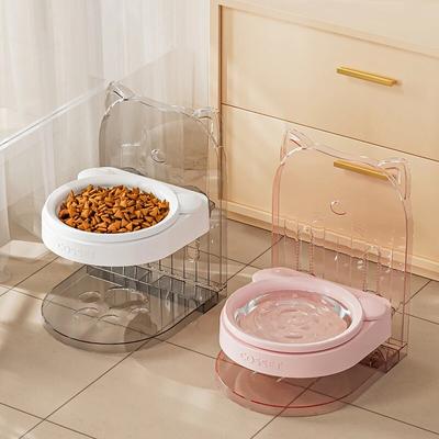 2 In1 Cat Feeding Water Bowl Pet Water Food Feed Adjustable Kitten Puppy Feeder Raised Stand Dish Bowl for Cats Dogs Supplies