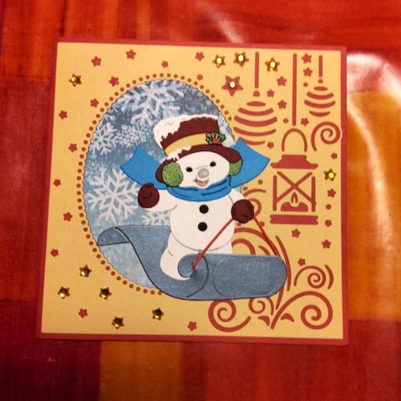 Metal Cutting Dies Christmas Snowman Sled Stencils For Diy Scrapbooking