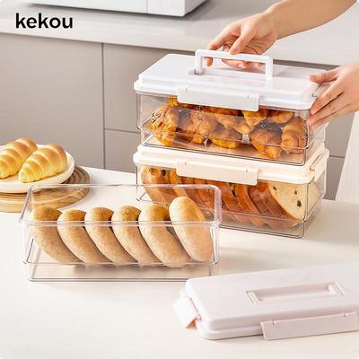 Caixa Grande de Armazenamento de Pão com Tampa de Fecho: Recipiente de Grau Alimentício para Conservação de Alimentos Frescos para Refeições Leves e Redução de Gordura