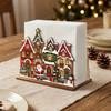 Cartoon Christmas Wooden Napkin Holder Snow House Desktop Tissue Box Tissue Storage Rack  Party