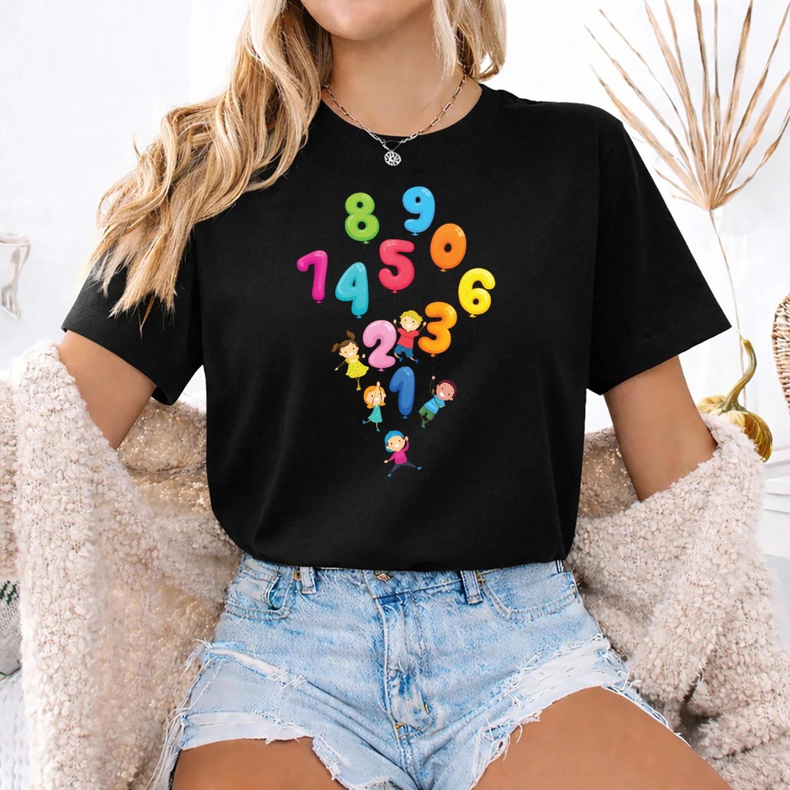 Maths Day T Shirt Kids Preschool Number Day Funny School Tee UK , Num Balloon S