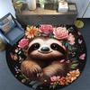 Sloth Round Area Rug,Carpet Rug for Living Room Bedroom Sofa Playroom Decor,Non-slip Floor Mat