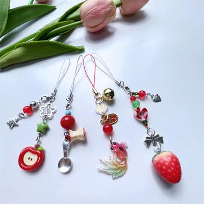 Pingente de Celular Fruta 3D Cordão Tira Corrente Pulseira Para Airpods Pulseira Pingente joia Corda Curta