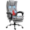 Office Chair with Massage and Heat, Microfibre Reclining Computer Desk Chair with Footrest and Adjustable Height, Swivel Wheels for Home Office, Grey