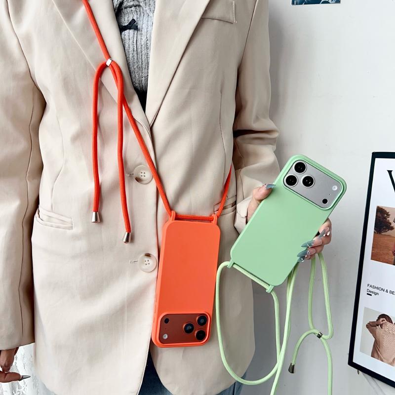 Crossbody Lanyard Flüssigsilikon Handyhülle Für iPhone 17 Pro Max 15 14 13 16 Pro Max Seil Schulter Candy Farbe Weiche Rückseite