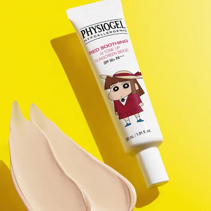 Physiogel_[Crayon Shin-chan Edition] Red Soothing AI Tone-up Sun Cream Beige 30ml