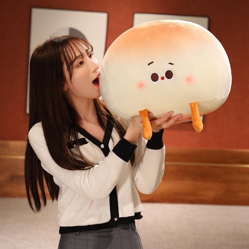 Cute Steamed Bun-Inspired Plush Pillow - Girlish Heart Cushion for Bed or Office