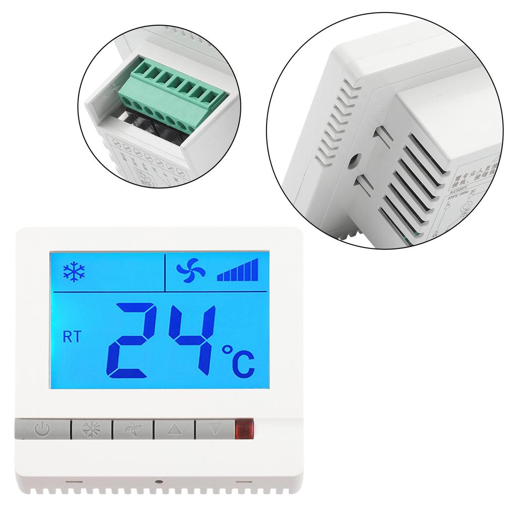 Digital Fan Temperature Controller with LCD Backlight Display for Central Air Conditioning and Heating Systems