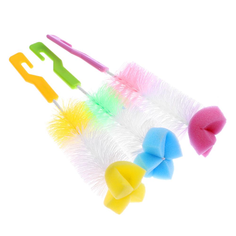 2PCS Home 360-degree Washing Clean Sponge Baby Nipple Rotating Bottle Brush