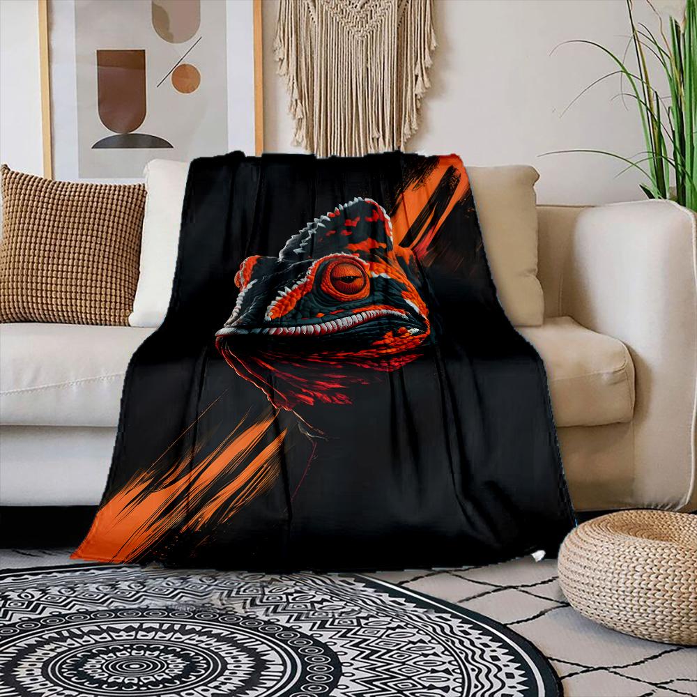 

1PC Lizard closeup red abstract Print Blanket Warm Soft Suitable for All Seasons for Home Sofa Travel Camping Picnics RV 75x100cm