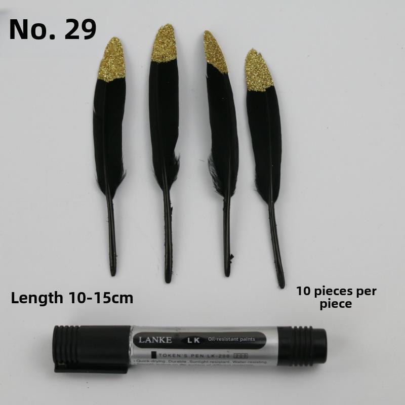 DIY Feather Jewelry Accessories: Large Floating Gold Feather, Small Straight Knife, Spray Gold Gradient Feather