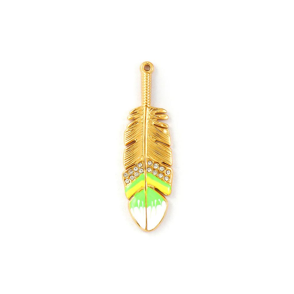 1Piece 304 Stainless Steel Pendants 18K Gold Plated Enamel Tree Of Life Moon Feather Winged Cross Charms For DIY Necklace Making