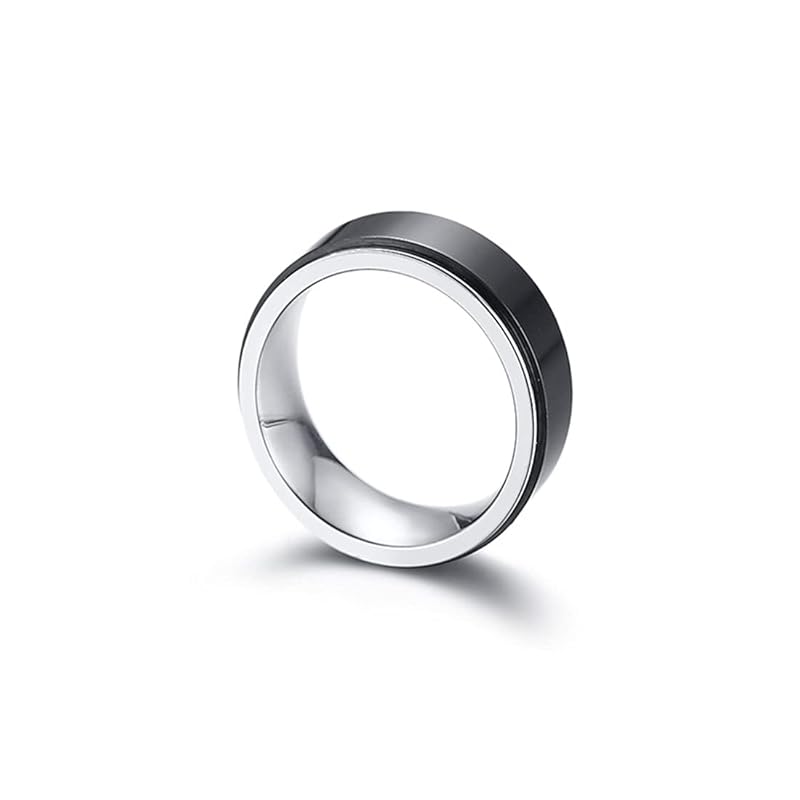 [Rockyu] Jewelry Ring Stainless Allergy Friendly Men's Rotate Can Turn Ring No. 19 European Wedding Present