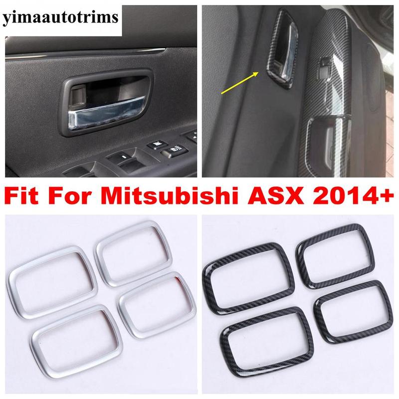 For Mitsubishi ASX 2014 - Car Inner Door Pull Handle Bowl Frame Cover Trim Carbon Fiber / Matte ABS Interior Accessories