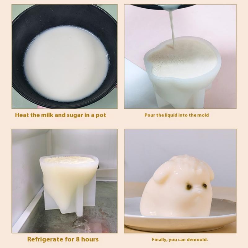 3D Cute Milk Pudding Silicone Mold Jelly Bowl Cake White Cold Ice Powder Mold Cake Kitchen Baking Decoration Accessories
