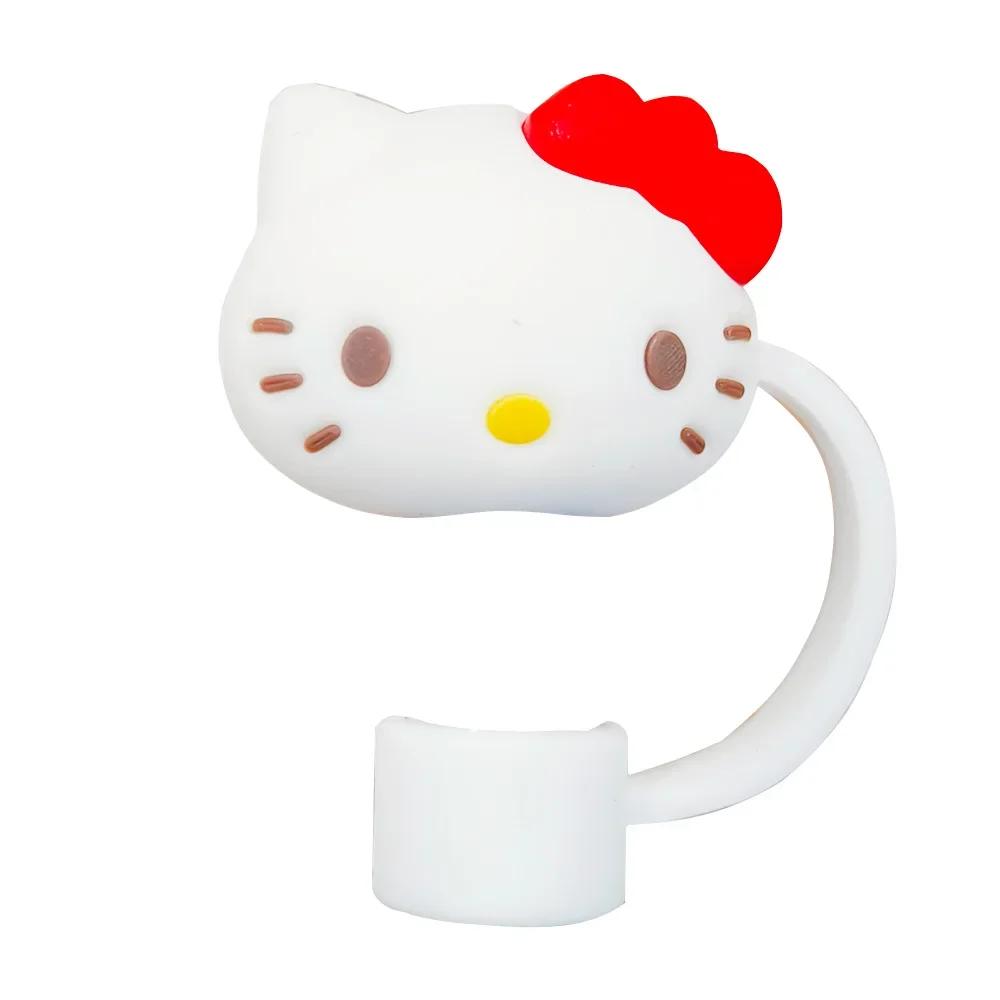 Sanrio Hello Kitty Cinnamoroll Kuromi My Melody Kawaii Cartoon Straw Plug 10mm Silicone Cover Dust Proof Accessories for Drinks
