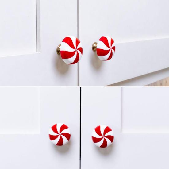 Yousheng Weihnachts-Schranktürgriff Knopfset Einfache Installation Neuheit Türknaufabdeckungen Weihnachtliche Festliche Heimdekoration