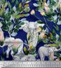 Soimoi Japan Crepe Satin Fabric Leaves,Floral & Elephant Animal Printed Craft Fabric by the metre 42 Inch