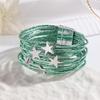 Multilayer Leather Bracelet with Star Charm and Magnetic Closure for Women