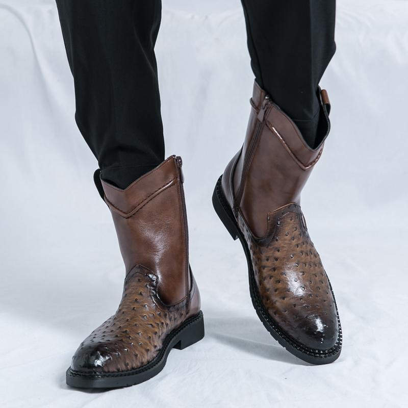 Fashion High top business men's leather shoes Classic design styles Leisure  Formal Party Or daily office Outdoor motorcycle boots -46