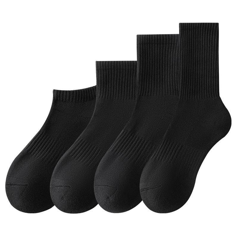 5 Pairs of Men's Autumn Pure Cotton Sports Running Towel Bottom Anti Odor Massage Bottom Solid Color Tube Socks