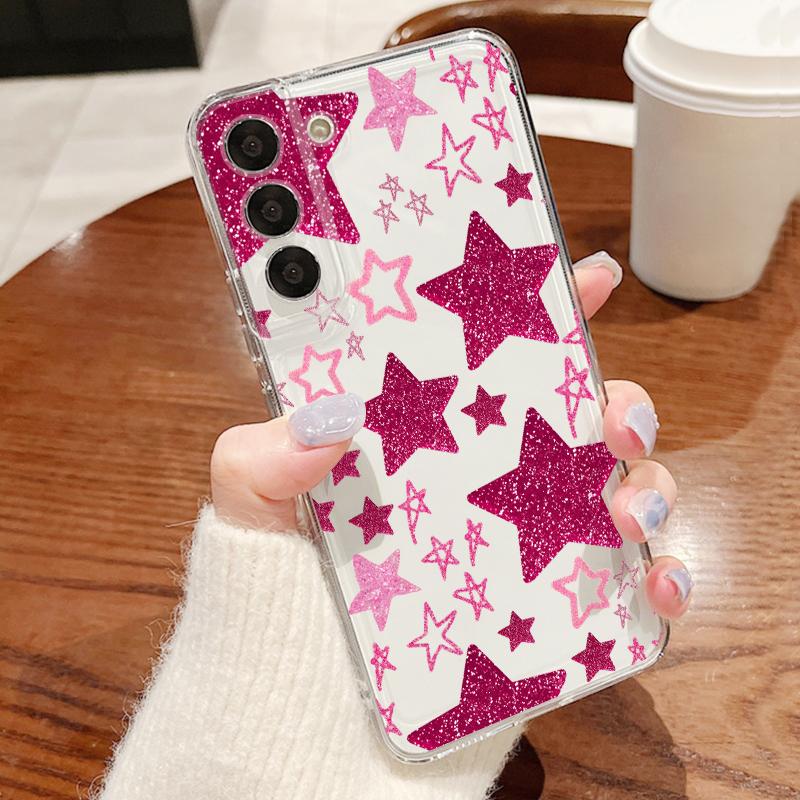 Colorful Stars Print Case For Samsung Z Flip 8 7 FE 6 5 4 Magnetic Clear Hard PC Folding Phone Cover For Galaxy Z Flip8 Flip7 Flip6