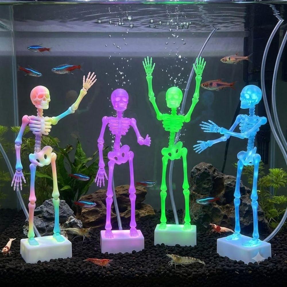 Realistic Dancing Skeleton Aquarium Bubbler 3D Printed with Pipe Suction Cup Movable Skeleton Fish Tank Bubbler Movable Wiggle