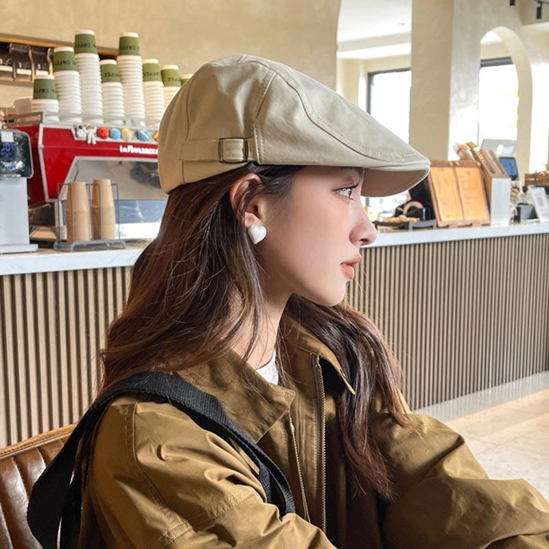RICYGVM Solid Color Duckbill Hat For Women Beret Fashion Artist Painter Cap Retro Girls Forward Hats Outdoor Sunshade Visors