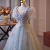 Blauer Super-Fee-Abendkleid-Rock Mädchen Geburtstagsparty Prinzessinnen-Stil Konfirmation Reisefotografie leichtes Hochzeitskleid Temperament hig