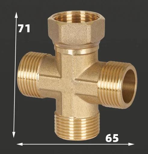 1/2 Zoll 3/4 Zoll 20mm 25mm Gewinde Vierwege-Verbindungspunkt Dreiwege-Kreuz Vierwege-Wasserrohr-Verbindungsstücke Messing Rohr Antik