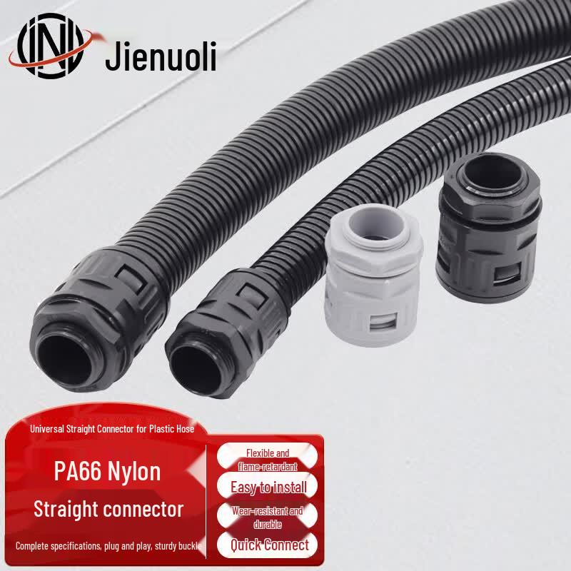 Jienuoli N42665 PA66 Nylon Corrugated Pipe Connector Pack of 10