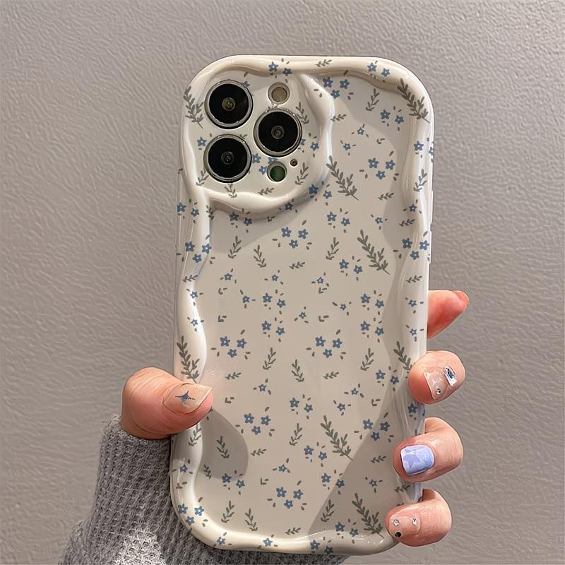 Cute Flower Leaves Wave Phone Case for IPhone 17 16 15 11 12 13 14 Pro Max for fPhone 14 15 16 Plus 16e 17e Shockproof Cover