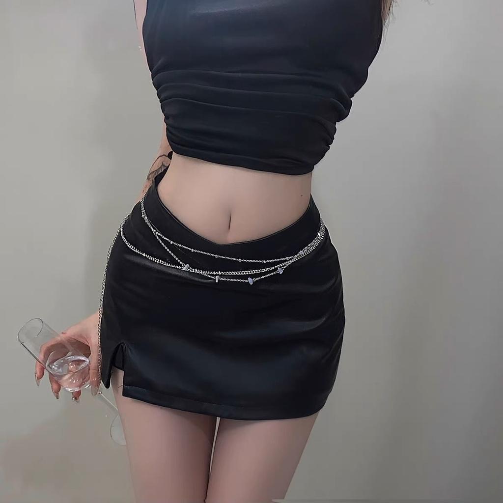 Metallkjede Midjekjede Dame High-End Kroppskjede Spice Girl Flerlags Kjede Nisjetilbehør Belte