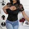 Women's Fashion Casual Summer Spring Solid Color Print Short Sleeve Stand-Neck Blouses & Shirts