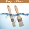 2 Pcs Natural Bristle Pastry Brush, Beech Wooden Handle Basting and BBQ Brushes for Cooking, Butter, Oil, Marinade, Grilling & Baking, Kitchen Food