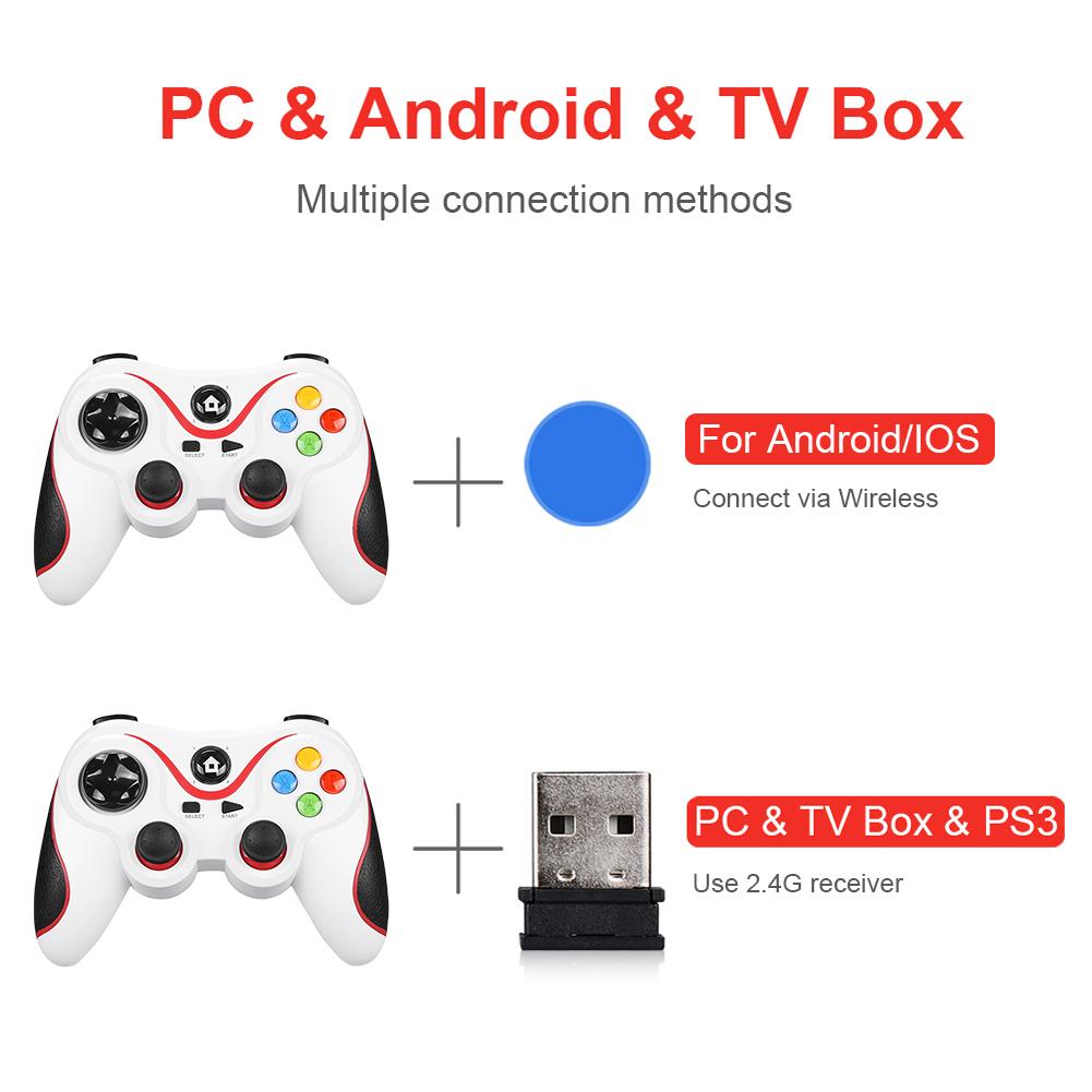 V8 2.4G Wireless Game Controller Gamepad Joystick Dual Vibration Controller Gamepad for Android/iOS/PC/PS3/Switch/Mobile Phone