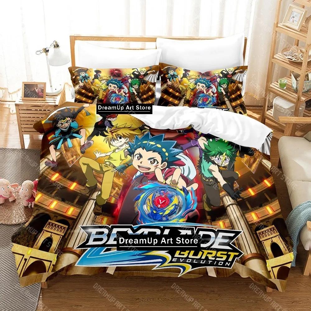 Cartoon Beyblade Burst Bedding Set Quilt Cover Bed Cover with Pillowcase Twin Single Queen King Size Boys Adult Home Textile